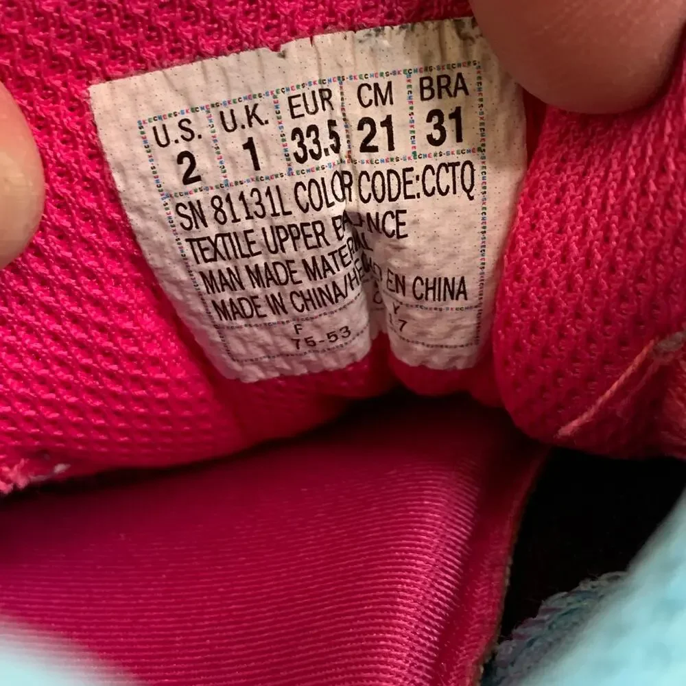 Skechers Kids Dream N Dash Whimsy Girl Sz 2 Sneakers Pink Blue Gray Shoes